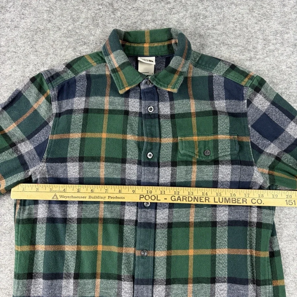 The North Face Arroyo Flannel Shirt Mens Small Green Plaid Long Sleeve Fall Hike